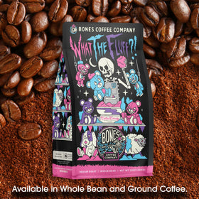 Bones Coffee What the Fluff Berry Cotton Candy French press setup highlight