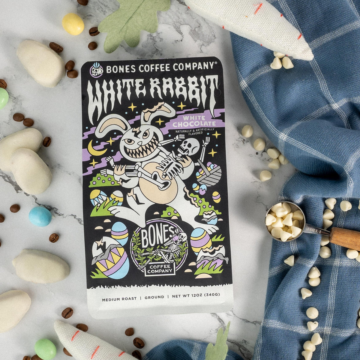 Bones Coffee White Rabbit aroma-steam captures inviting white chocolate notes in every cup.