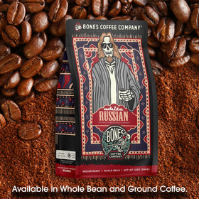 Ground White Russian coffee ready for auto drip.