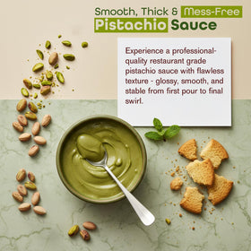 Bonjour Pistachio Cream Sauce on waffles creates warm, nutty notes and smooth texture.