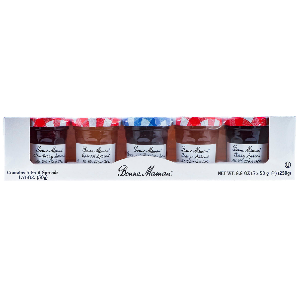 Bonne Maman apricot preserve jar on toast, showcasing whole fruit pieces