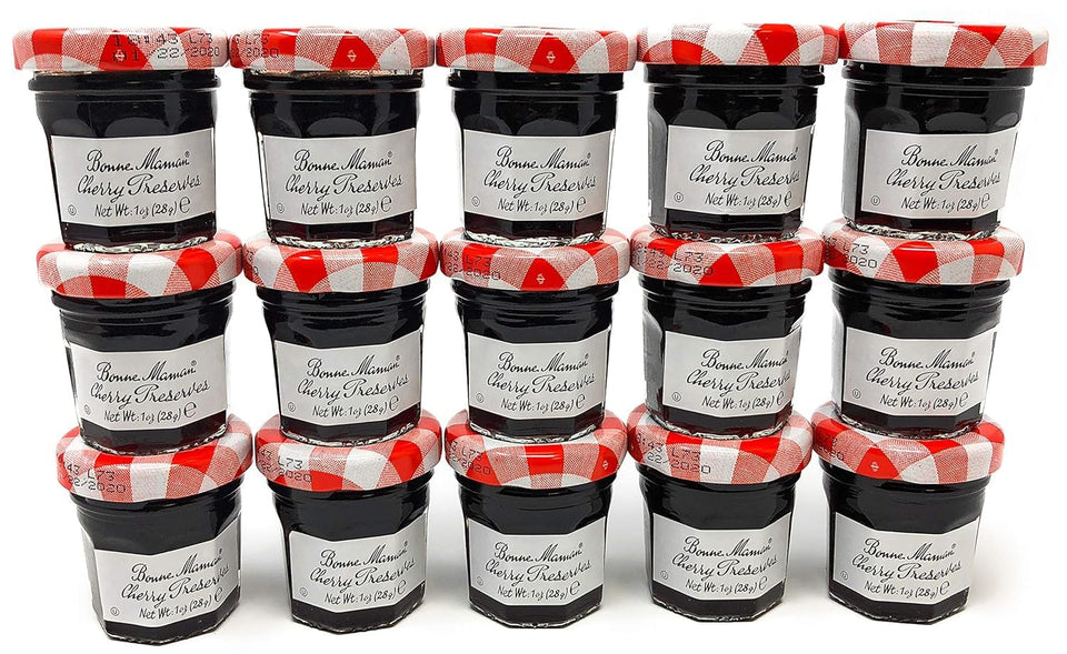 Bonne Maman Cherry Preserves 1-ounce jar pack with real fruit for toast and pastries.