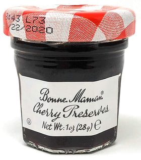 Bonne Maman reusable mini jars showcase cherry preserves for gifting or pantry storage.