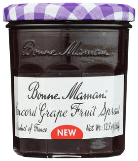 Bonne Maman Concord Grape fruit spread in jar, vibrant flavor for breakfast.