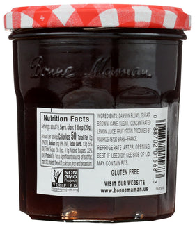 Bonne Maman Damson Plum Preserves jar beside cheese board for pairings