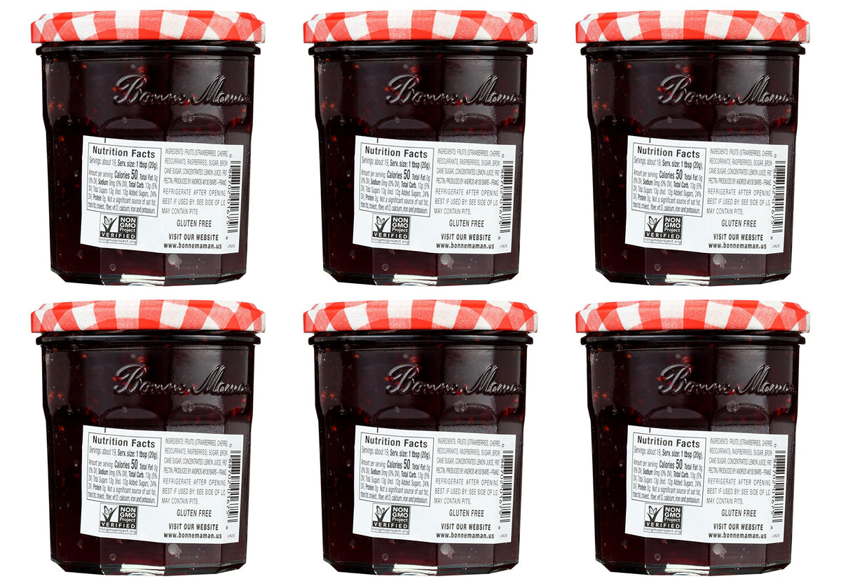 Bonne Maman Four Fruit Preserves spread on toast, versatile morning treat.