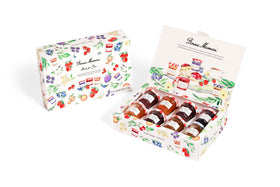 Bonne Maman gift box artwork with hand-drawn illustrations conveying homemade charm.