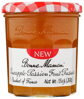 Bonne Maman Mango-Peach Preserves spooned over creamy yogurt.