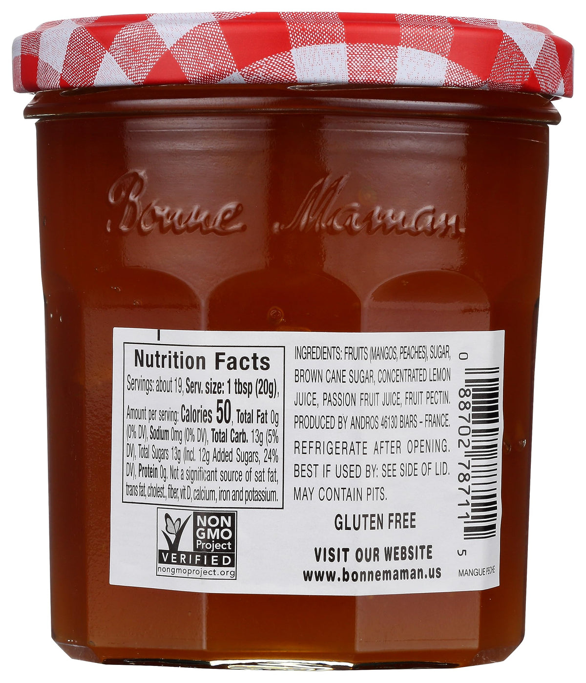 Bonne Maman Mango-Peach Preserves glaze muffins with fruity brightness.