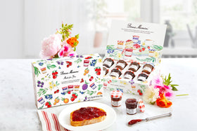 Bonne Maman mini fruit spreads collection and honey for shared breakfasts.