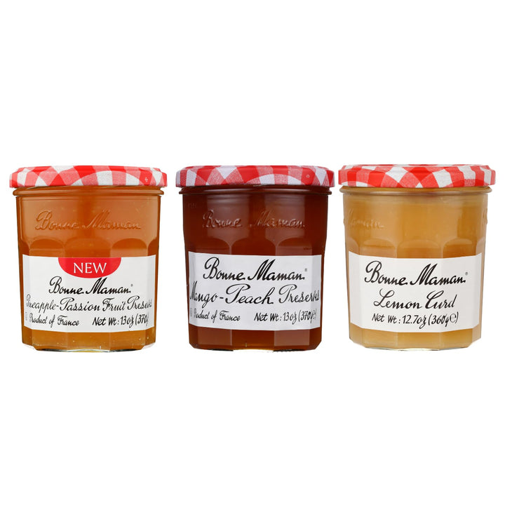 Bonne Maman Pineapple-Passion Fruit Preserves on toast for a sunny breakfast.