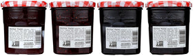 Bonne Maman raspberry jar beside waffles, natural fruit sweetness as a quick topping.