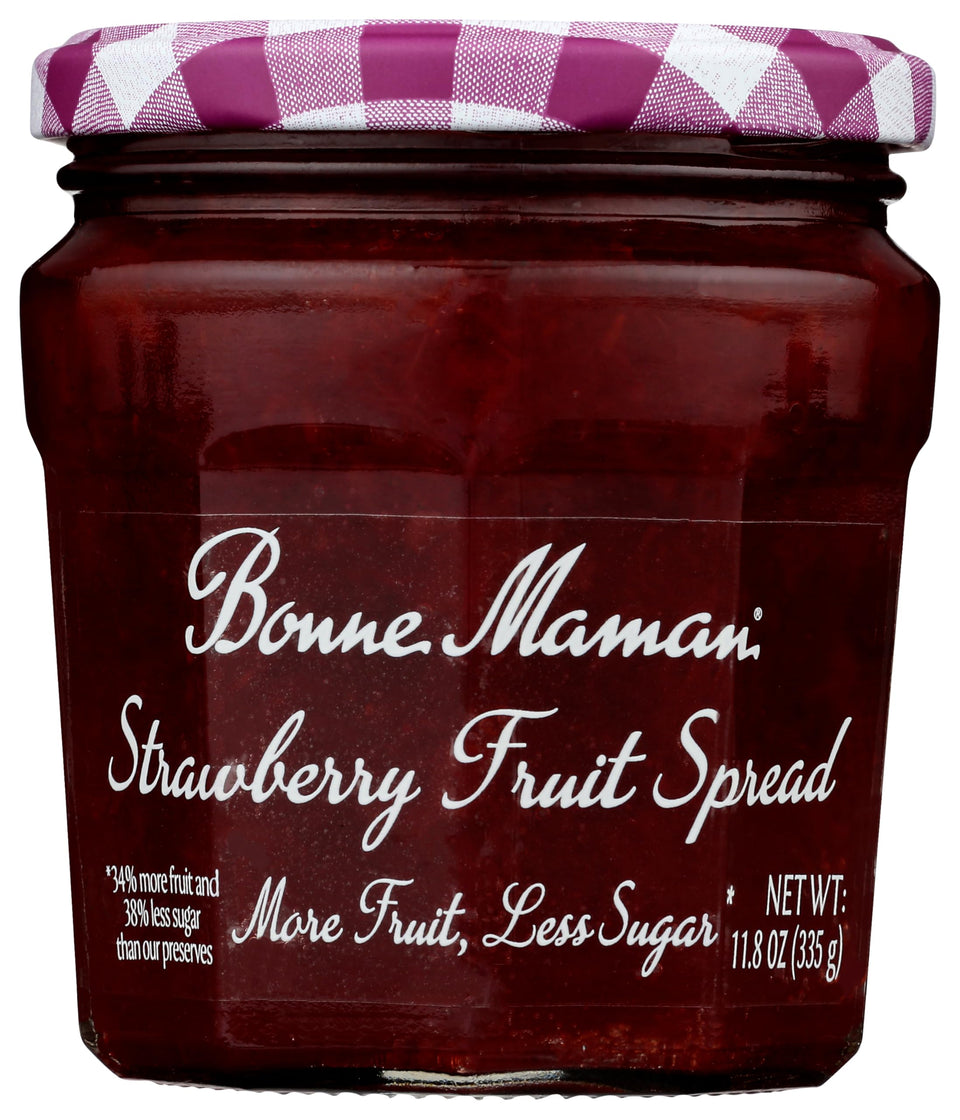 Bonne Maman strawberry fruit spread jar on toast for a fruity breakfast