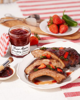 Close-up of the Bonne Maman label highlighting simple ingredients