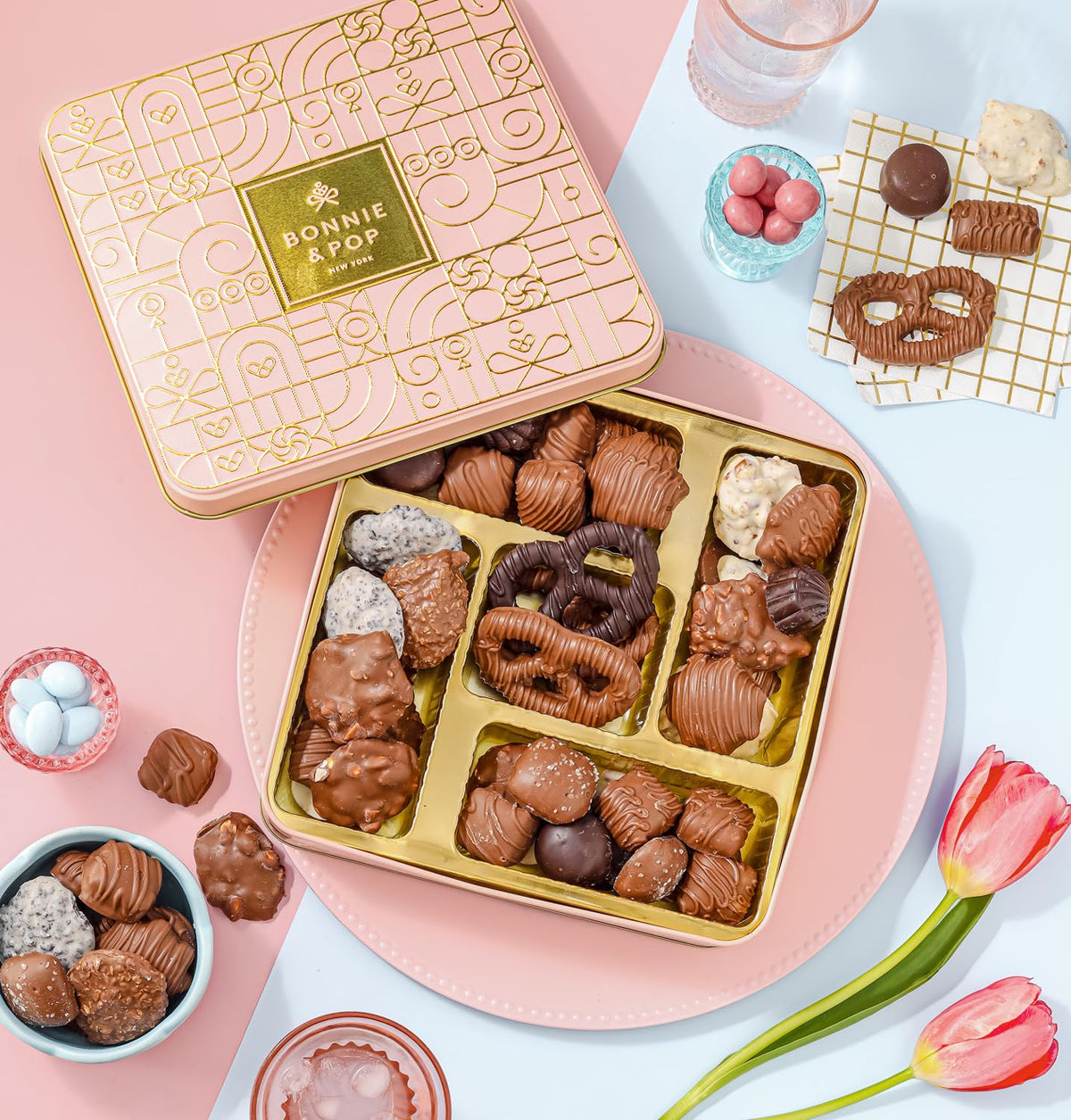 Bonnie and Pop assorted chocolates and truffles ready for sharing.