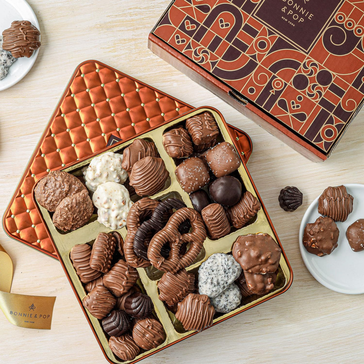 Cashew clusters and pretzel clouds featured in Bonnie & Pop gift selection.