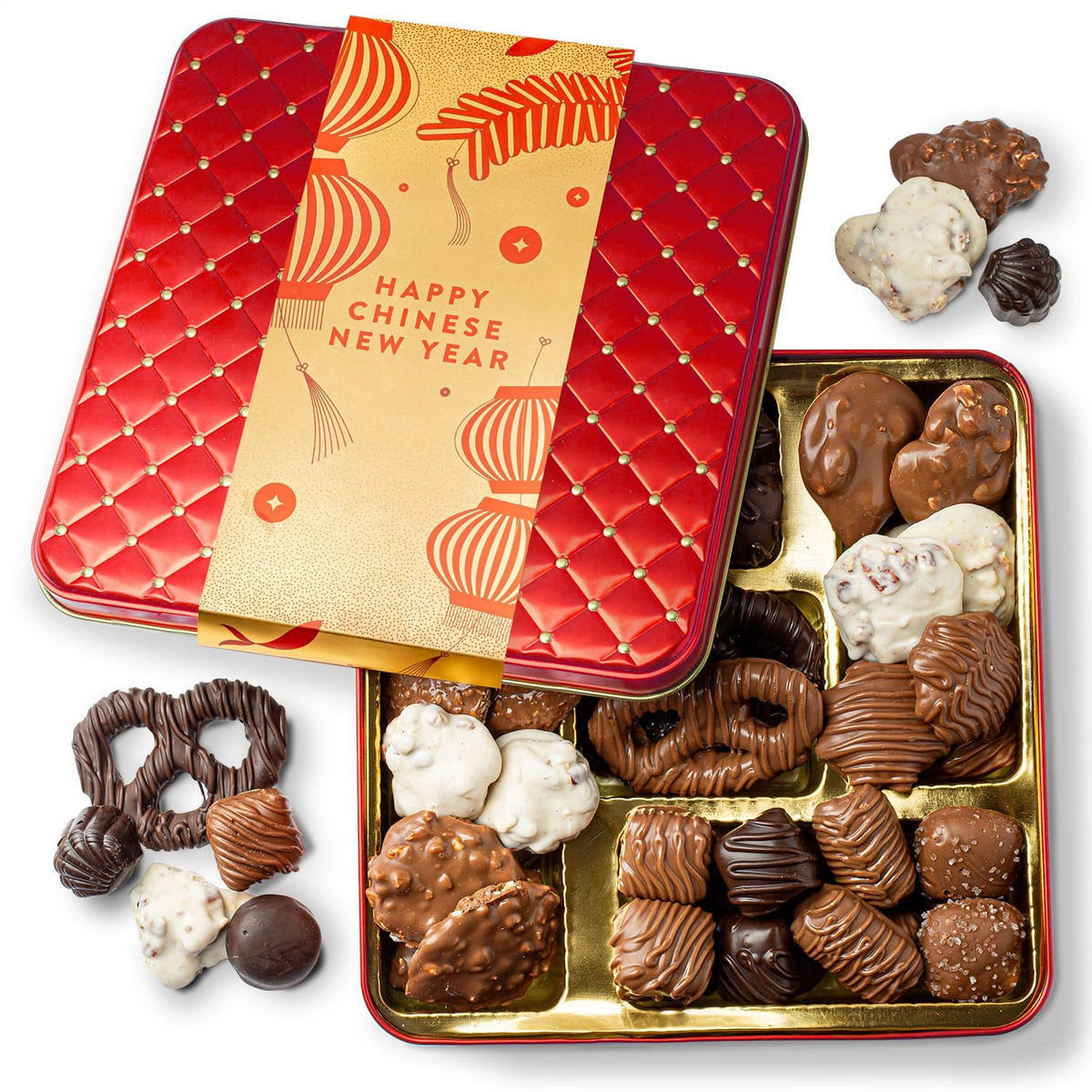 BONNIE AND POP Chinese New Year gift tin with red sleeve for festive gifting