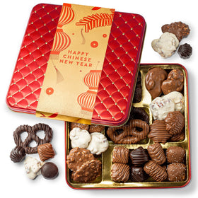 BONNIE AND POP Chinese New Year gift tin with red sleeve for festive gifting