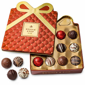 Bonnie and Pop chocolate gift basket tin, ideal for elegant gifting.
