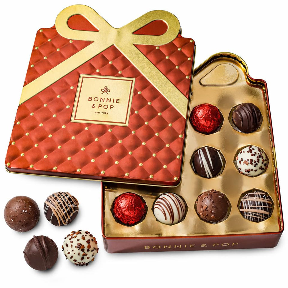 Bonnie and Pop chocolate gift basket tin, ideal for elegant gifting.