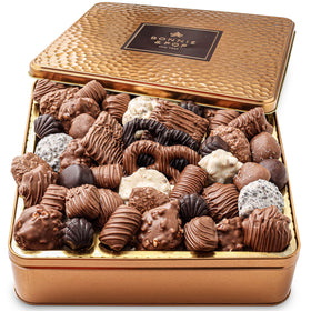 BONNIE AND POP chocolate gift basket tin with assorted chocolates, ideal for celebrations and gifting.