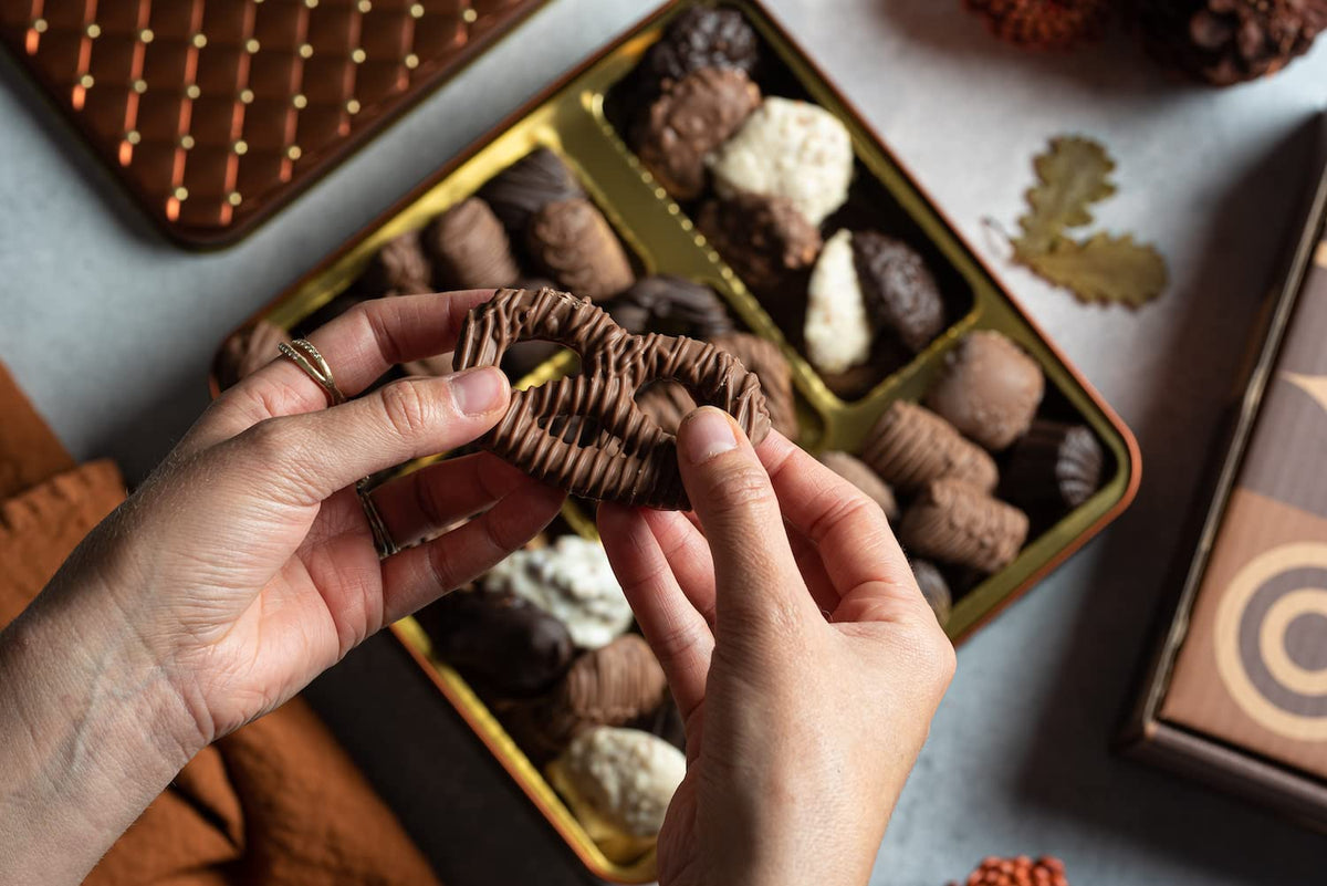 BONNIE AND POP chocolates assortment closeup, showcasing variety for sharing.