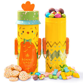 BONNIE AND POP Easter chick tin, a festive centerpiece ideal for gifting.