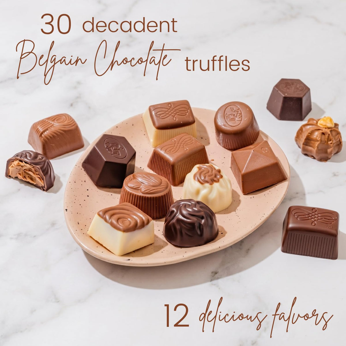 Silky mocha, raspberry, coconut and caramel truffles from Bonnie & Pop.