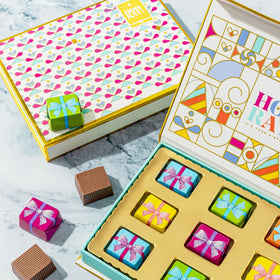 Bonnie and Pop party or office gifts with a compact chocolate card for gifting.