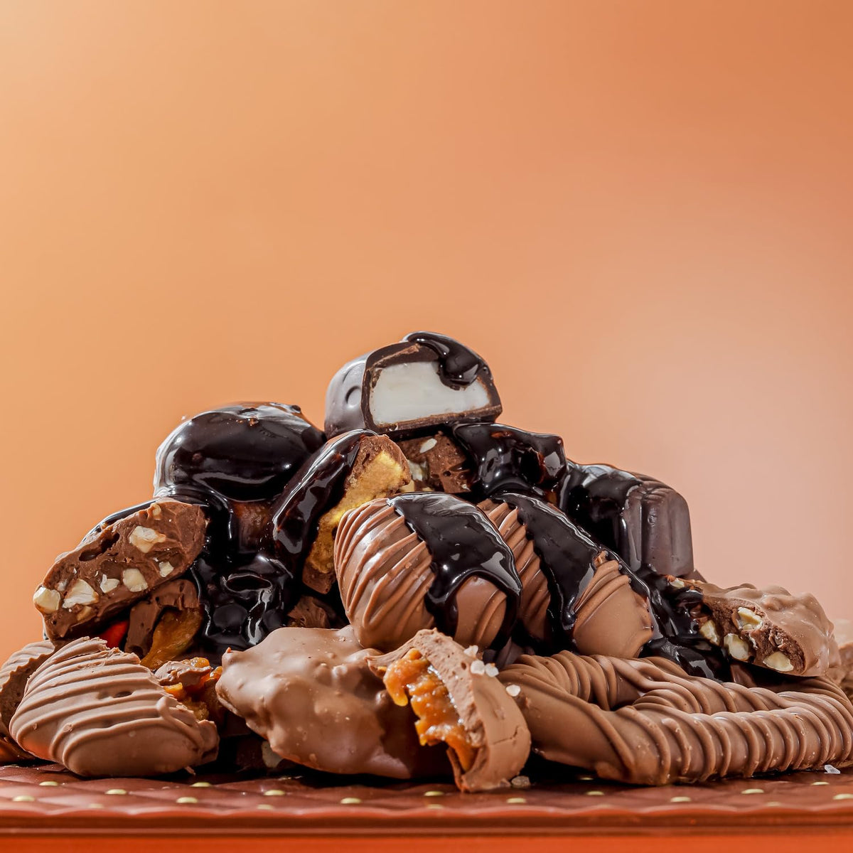 Sea salt caramels and English toffee offer crunch and bright flavors.