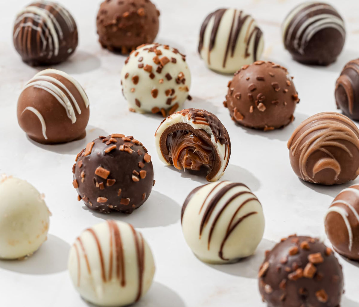 Bonnie and Pop truffle assortment closeup highlights varied flavors for tasting.