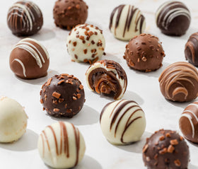 Bonnie and Pop truffle assortment closeup highlights varied flavors for tasting.