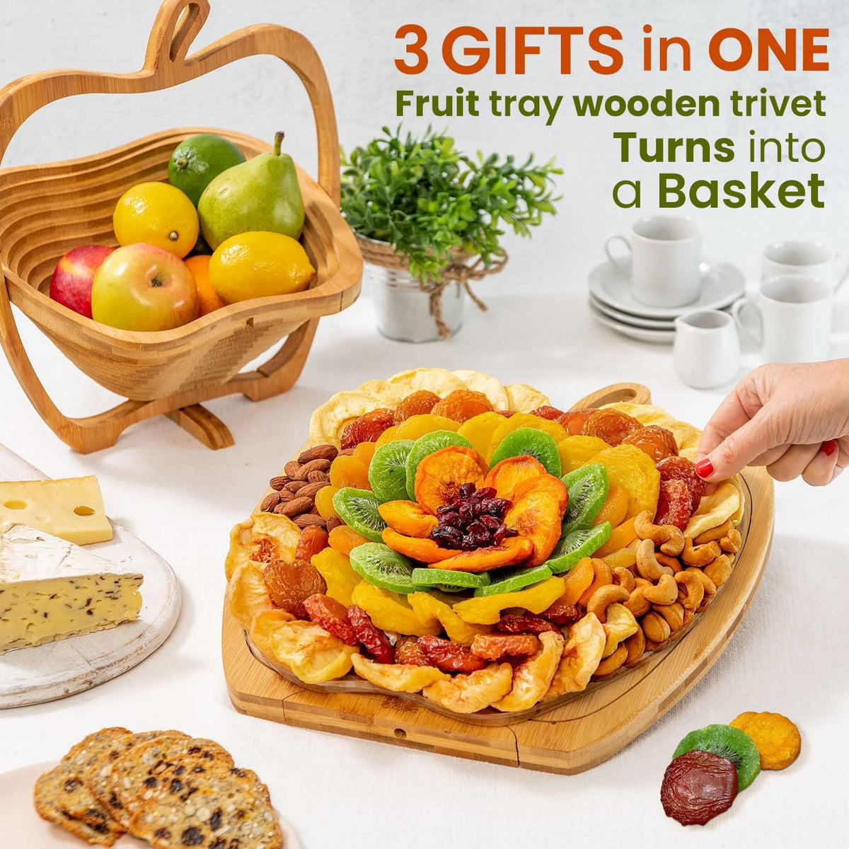 BONNIE AND POP variety snack tray fruits nuts offers all-natural treats for gatherings.