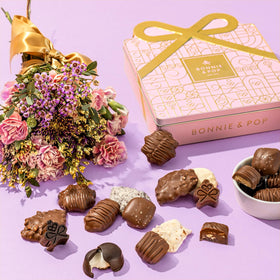Bonnie and Pop pink gift box packaging radiates premium presentation for celebrations.