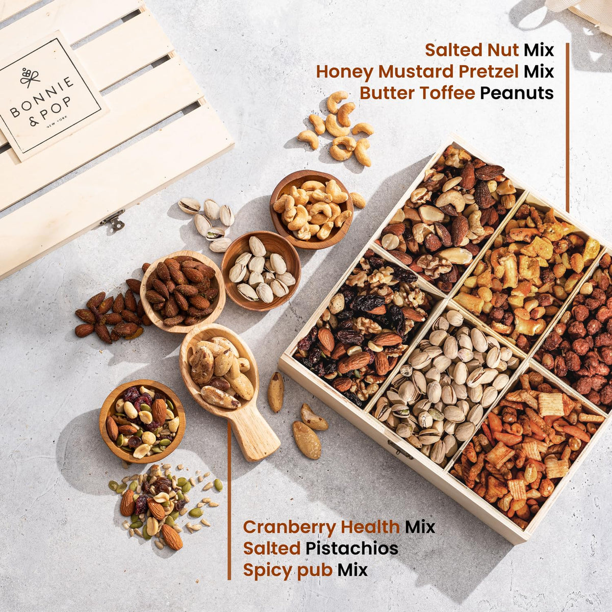 Bonnie & Pop bonnie-pop-salted-nut-mix: colorful assortment perfect for gatherings.