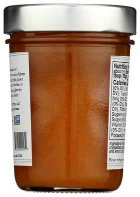 Bonnie's Jams Peach Ginger Jam label close-up showing natural fruit texture and no added pectin