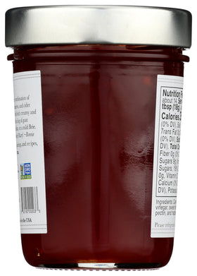 Close-up of Bonnie's Jams Red Pepper Jelly glaze showing bold sweet heat.