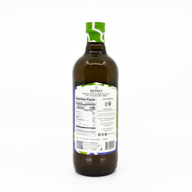Bono Organic Unfiltered Olive Oil label close-up emphasizing 100% Italian organic certification