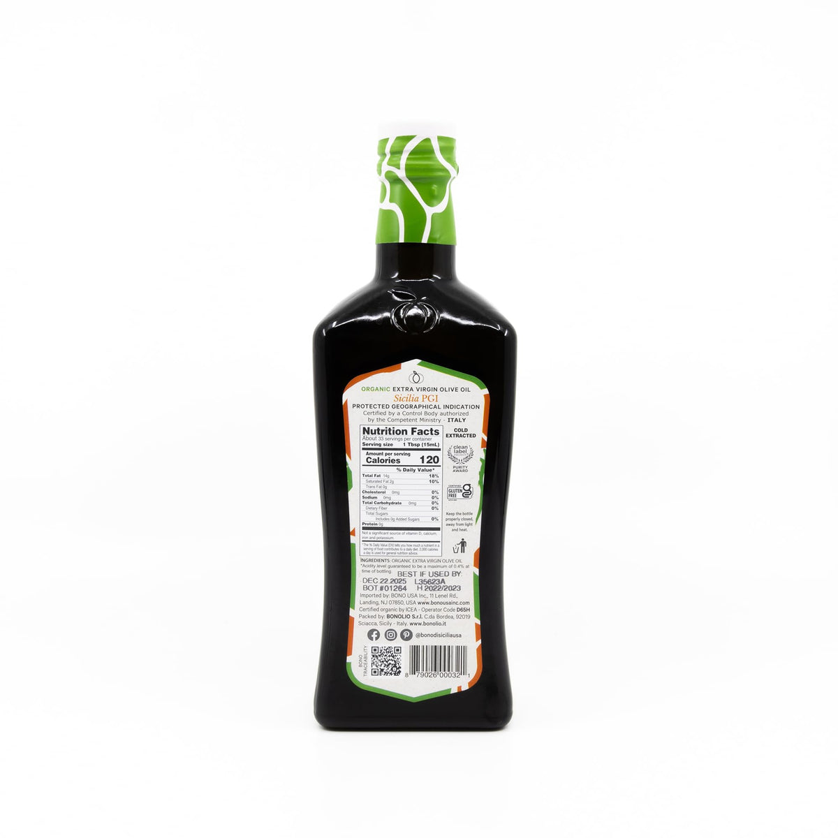 Bono Sicilian Organic EVOO golden color highlights vibrant dressings.