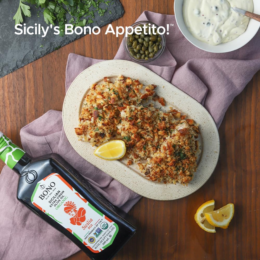 Bono Sicilian Organic EVOO marination adds fruity richness.