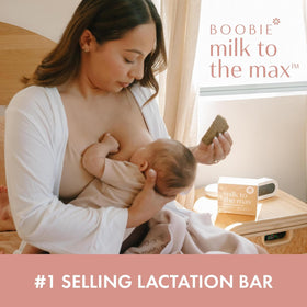 Boobie Bar showcased as gluten-free, dairy-free, vegan snack option for nursing moms.