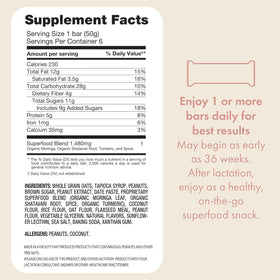 Boobie Bar Milk to the Max bar close-up, nutrient-rich snack for nursing moms.