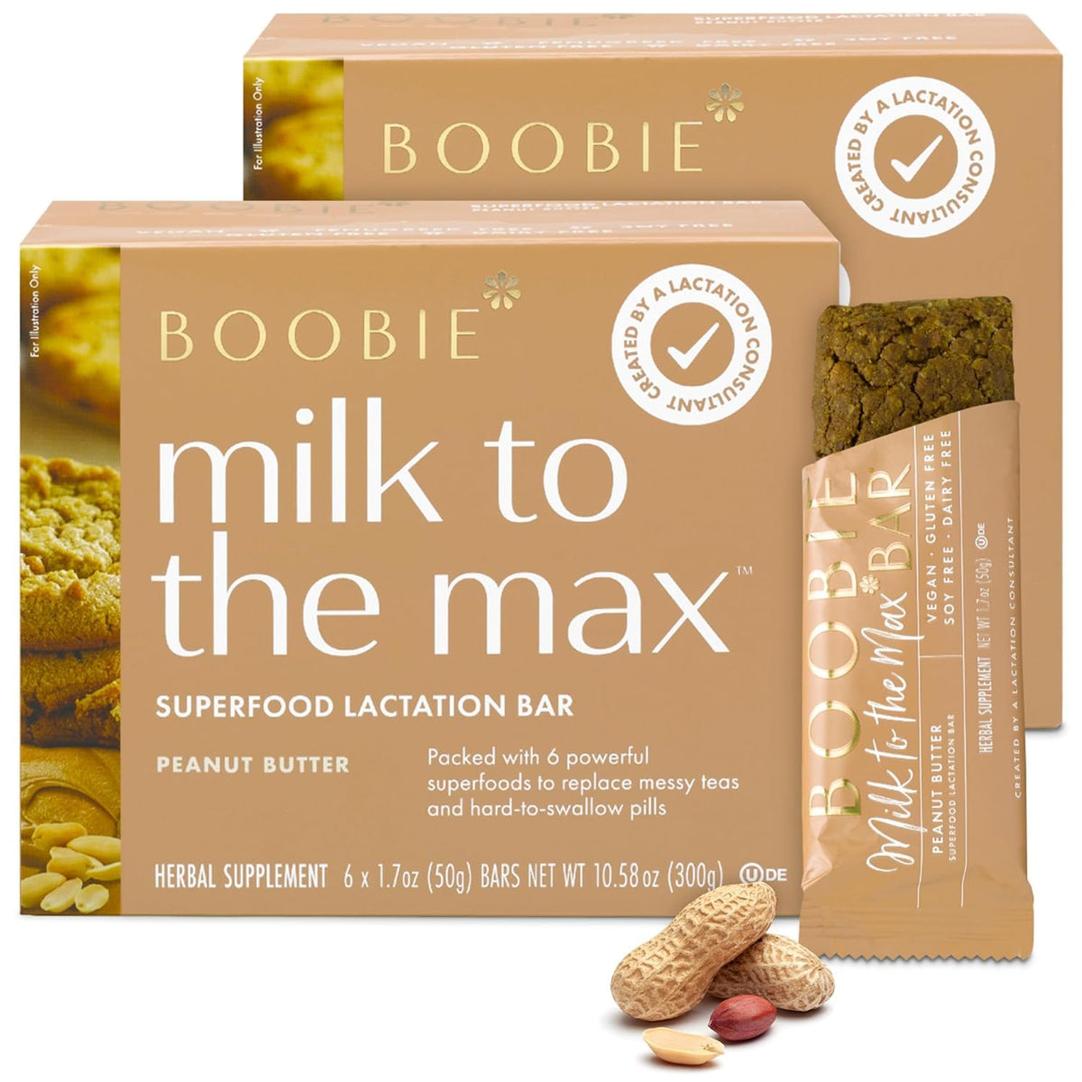 Boobie Bar Milk to the Max packaging, convenient lactation snack option.