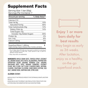 Boobie Brands Blueberry Muffin Lactation Bar close-up of ingredients and fiber-rich texture.