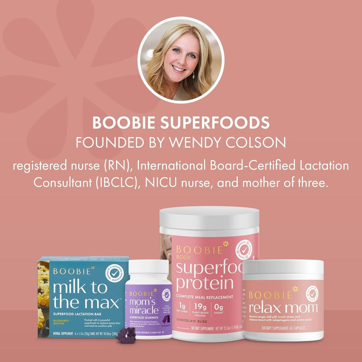 Boobie Brands Blueberry Muffin Lactation Bar nutrition panel highlights gluten-free and vegan features.