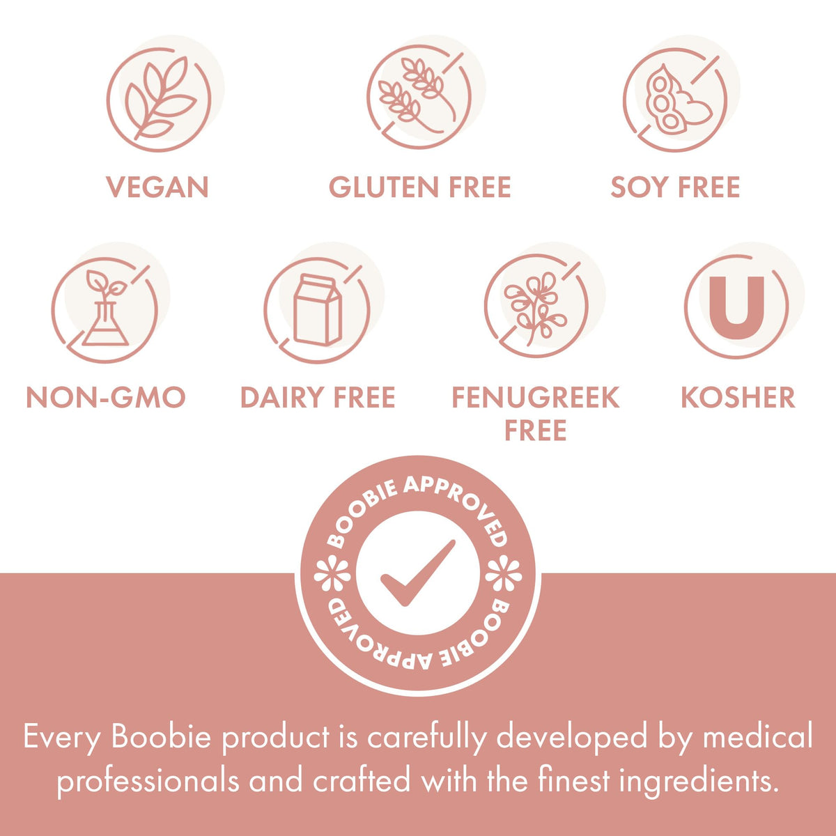 Boobie Brands gluten-free vegan dairy-free label communicates allergen-friendly option.