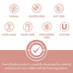 Boobie Brands gluten-free vegan dairy-free label communicates allergen-friendly option.