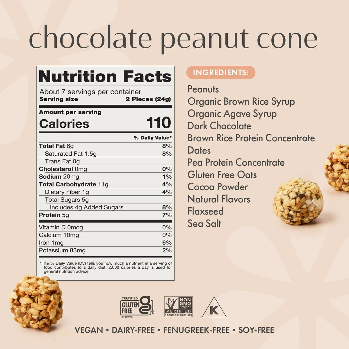 Dairy-free icon and product label on cookie package