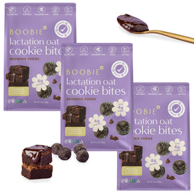 Boobie Lactation Cookies Brownie Fudge pack, a clean, low-sugar on-the-go nursing snack.