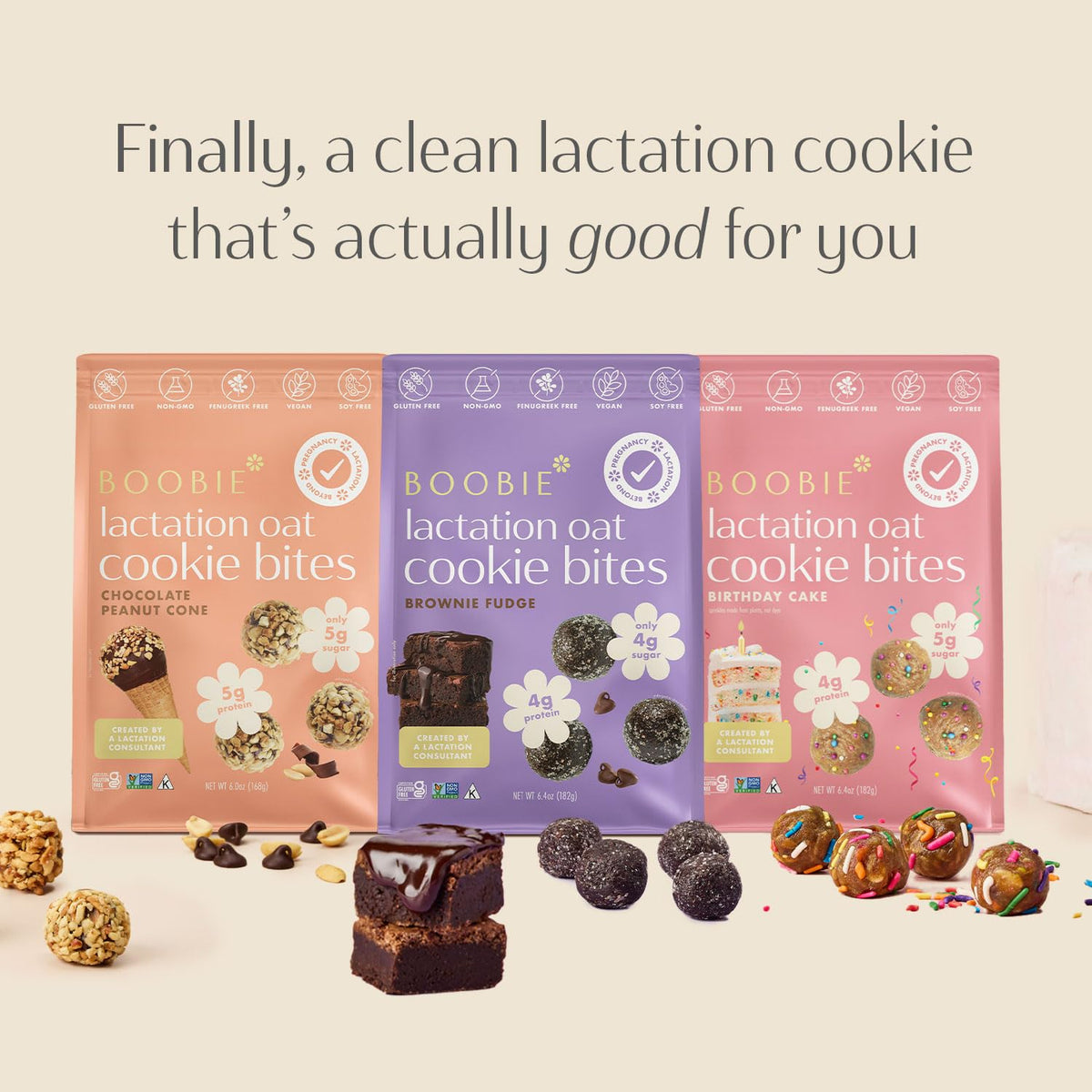 Boobie Lactation Cookies Brownie Fudge with milk, pairing idea for a comforting break.